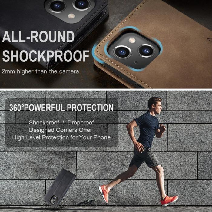 Caseme - CASEME 013 iPhone 14 Skal i PU-läder med Ställ - Svart