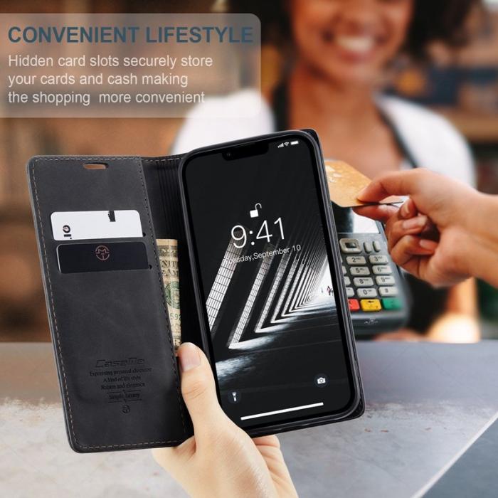 Caseme - CASEME 013 iPhone 14 Skal i PU-läder med Ställ - Svart
