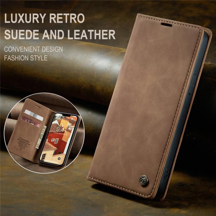 Caseme - CASEME 013 iPhone 15 Plus Fodral PU Läder Ställ Wallet - Brun