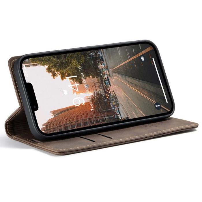 Caseme - CASEME 013 iPhone 15 Plus Plånboksfodral Konstläder Ställ - Brun