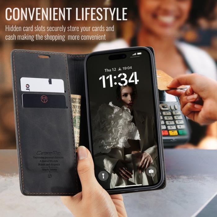 Caseme - CASEME 013 iPhone 16 Skal med Kortfack och Ställ - Svart