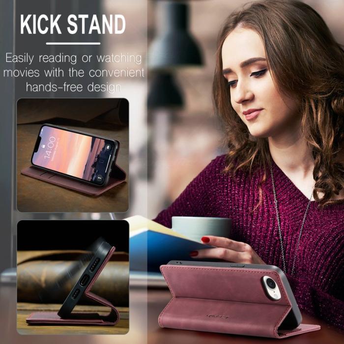 Caseme - CASEME 013 iPhone 16e Wallet Case PU Läder Fodral Röd