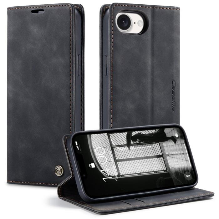 Caseme - CASEME 013 iPhone 16e Wallet Case PU Läder Fodral - Svart