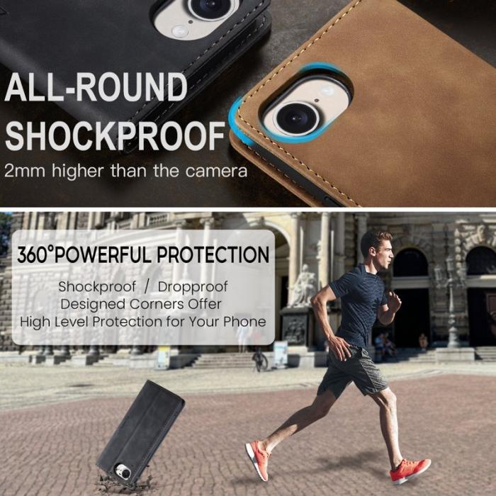 Caseme - CASEME 013 iPhone 16e Wallet Case PU Läder Fodral - Svart