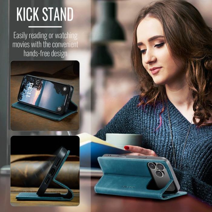 Caseme - CASEME 013 iPhone 17 Pro Wallet Case PU Läder Fodral Blå