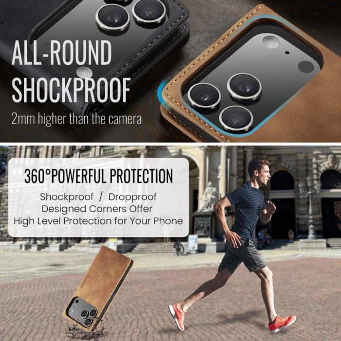 Caseme - CASEME 013 iPhone 17 Pro Wallet Case PU Läder Fodral - Brun