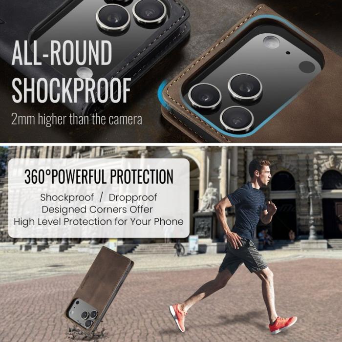 Caseme - CASEME 013 iPhone 17 Pro Wallet Case PU Läder Fodral - Kaffe