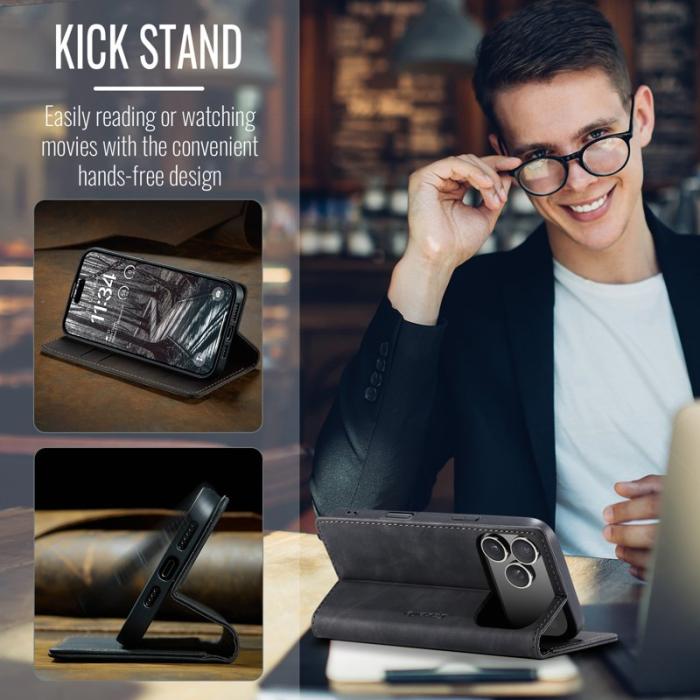 Caseme - CASEME 013 iPhone 17 Pro Wallet Case PU Läder Fodral - Svart