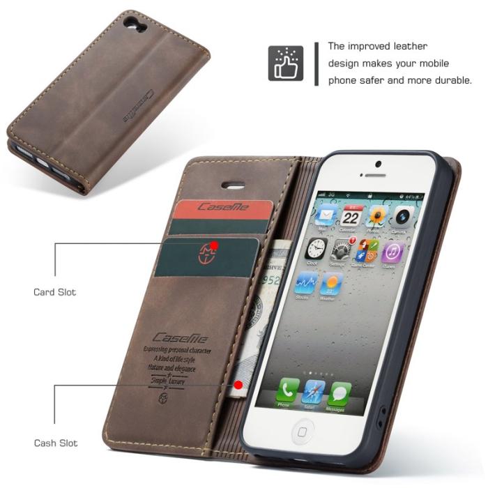 Caseme - CASEME 013 iPhone 5s/SE Fodral med kortplats - Kaffe