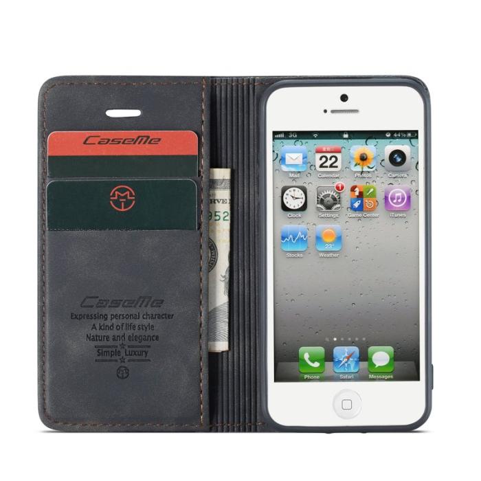 Caseme - CASEME 013 iPhone 5s/SE Fodral med kortplats Läder Svart