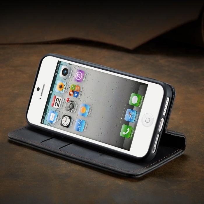 Caseme - CASEME 013 iPhone 5s/SE Fodral med kortplats Läder Svart