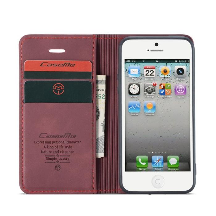 Caseme - CASEME 013 iPhone 5s/SE Fodral med kortplats Röd