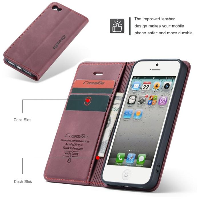 Caseme - CASEME 013 iPhone 5s/SE Fodral med kortplats Röd