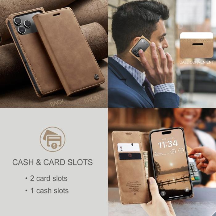 Caseme - CASEME 013 iPhone Air Wallet Case PU Läder Fodral - Brun