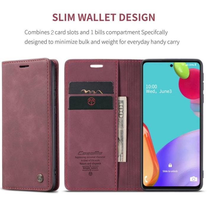 Caseme - CASEME 013 Läderfodral till Samsung Galaxy A52 5G - Vinröd