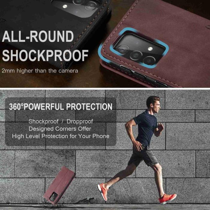 Caseme - CASEME 013 Läderfodral till Samsung Galaxy A52 5G - Vinröd