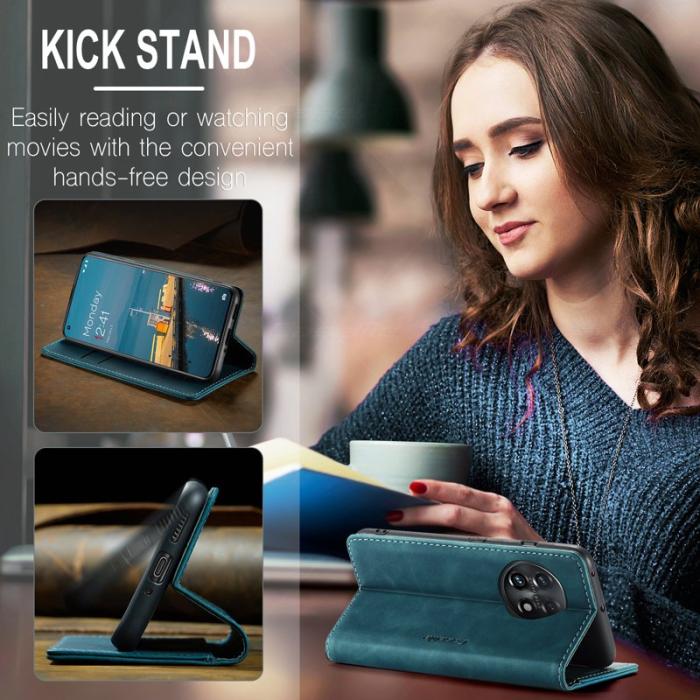 Caseme - CASEME 013 OnePlus 11 5G Skal Magnetisk Flip PU Läder Blå