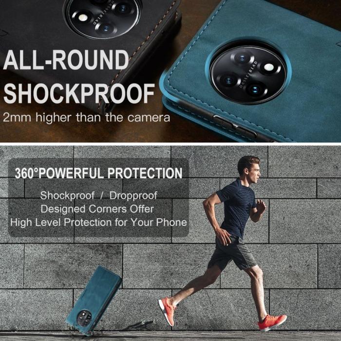 Caseme - CASEME 013 OnePlus 11 5G Skal Magnetisk Flip PU Läder Blå