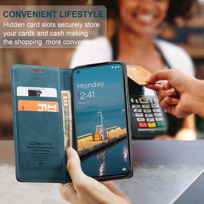 Caseme - CASEME 013 OnePlus 11 5G Skal Magnetisk Flip PU Läder Blå