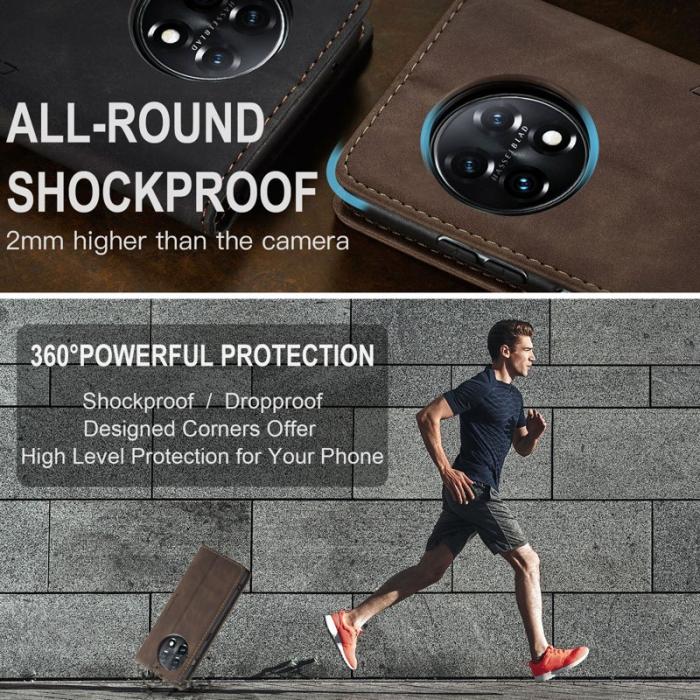 Caseme - CASEME 013 OnePlus 11 5G Skal Magnetisk Flip PU Läder Kaffe