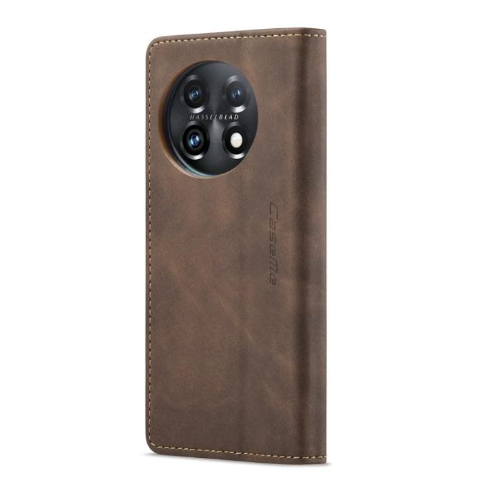 Caseme - CASEME 013 OnePlus 11 5G Skal Magnetisk Flip PU Läder Kaffe