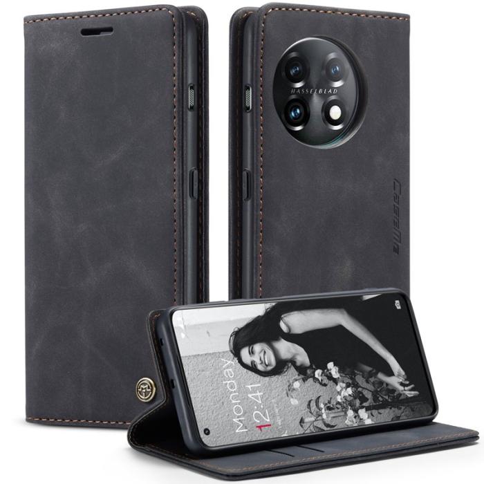 Caseme - CASEME 013 OnePlus 11 5G Skal Magnetisk Flip PU Läder Svart