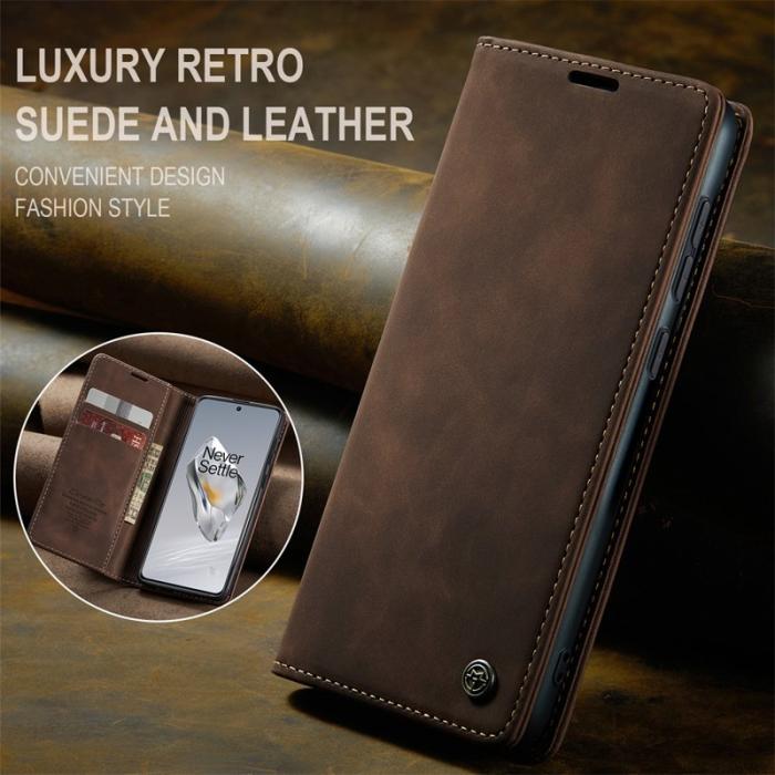 Caseme - CASEME 013 OnePlus 12 5G Skal Business Stil med Kortfack - Kaffe