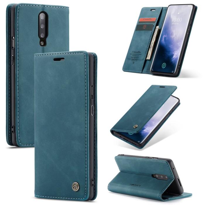 Caseme - CASEME 013 OnePlus 7 Pro Skal Auto-absorberande PU Läder Blå