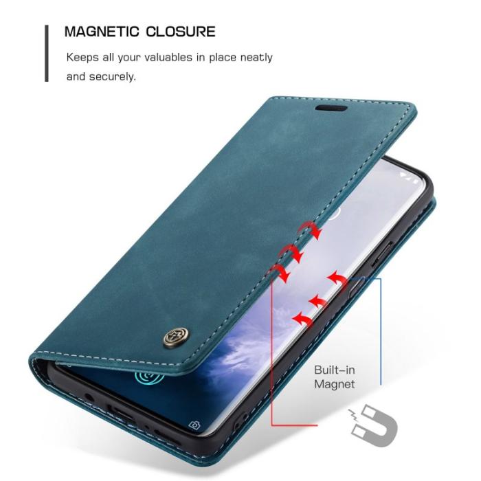 Caseme - CASEME 013 OnePlus 7 Pro Skal Auto-absorberande PU Läder Blå