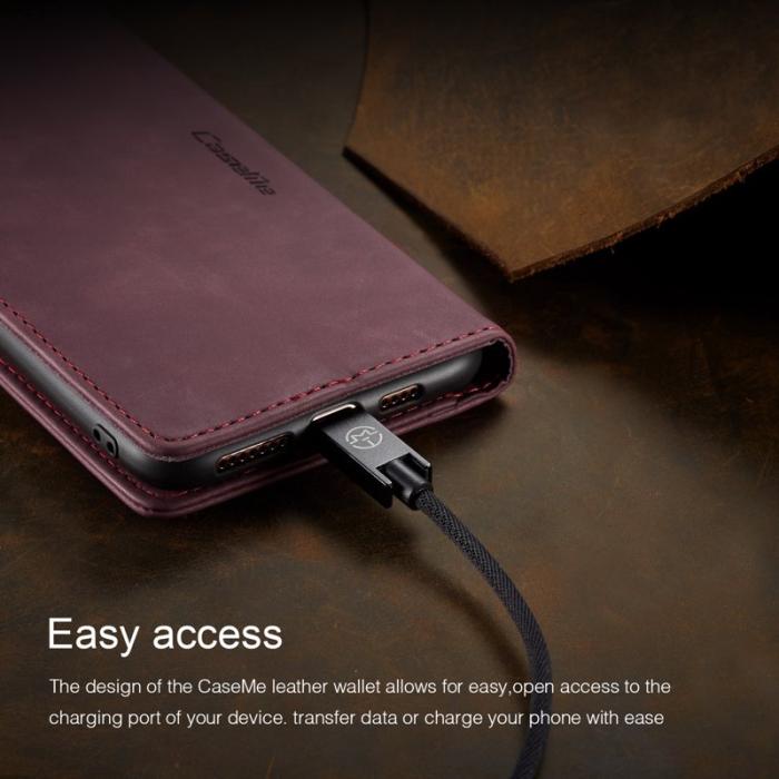 Caseme - CASEME 013 PU Läder Plånboksfodral iPhone XS Max Vinröd