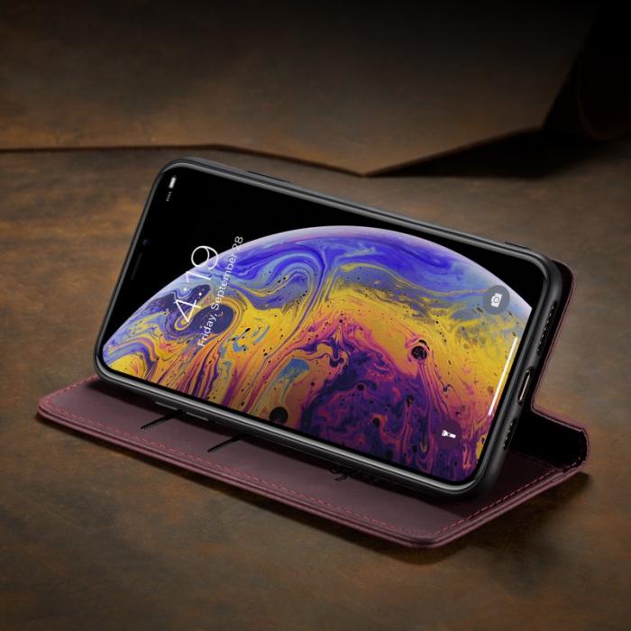 Caseme - CASEME 013 PU Läder Plånboksfodral iPhone XS Max Vinröd