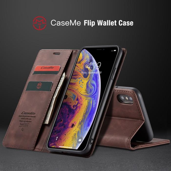 Caseme - CASEME 013 PU Läder Skal för iPhone XS Max 6.5 tum - Kaffe