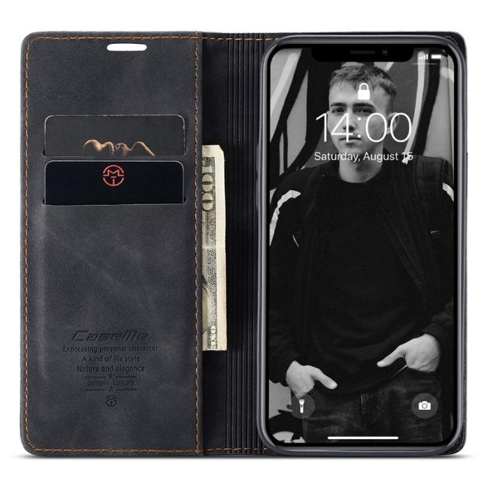 Caseme - CASEME 013 PU Leather Flip Stand Skal för iPhone XR - Svart