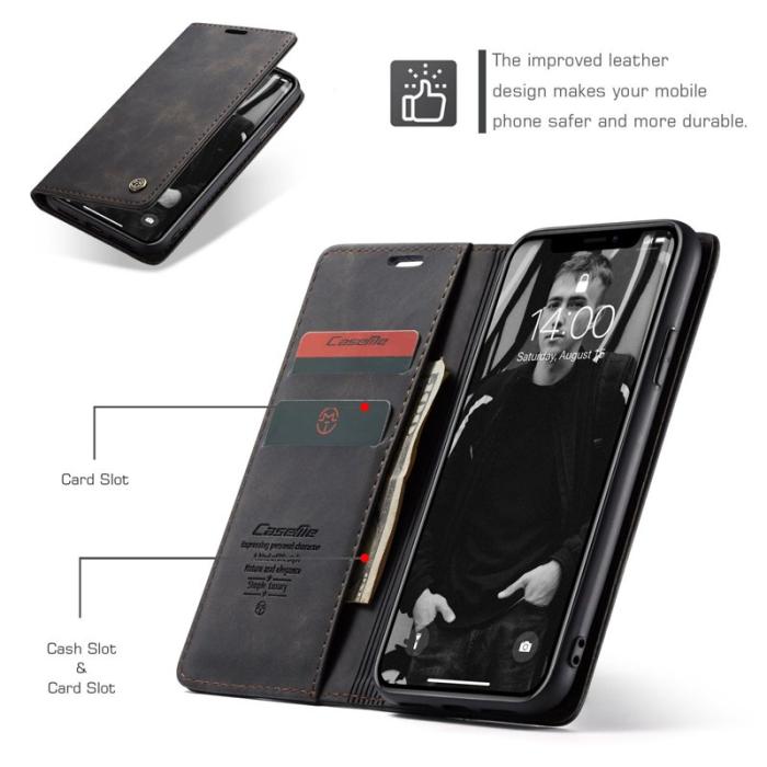 Caseme - CASEME 013 PU Leather Flip Stand Skal för iPhone XR - Svart