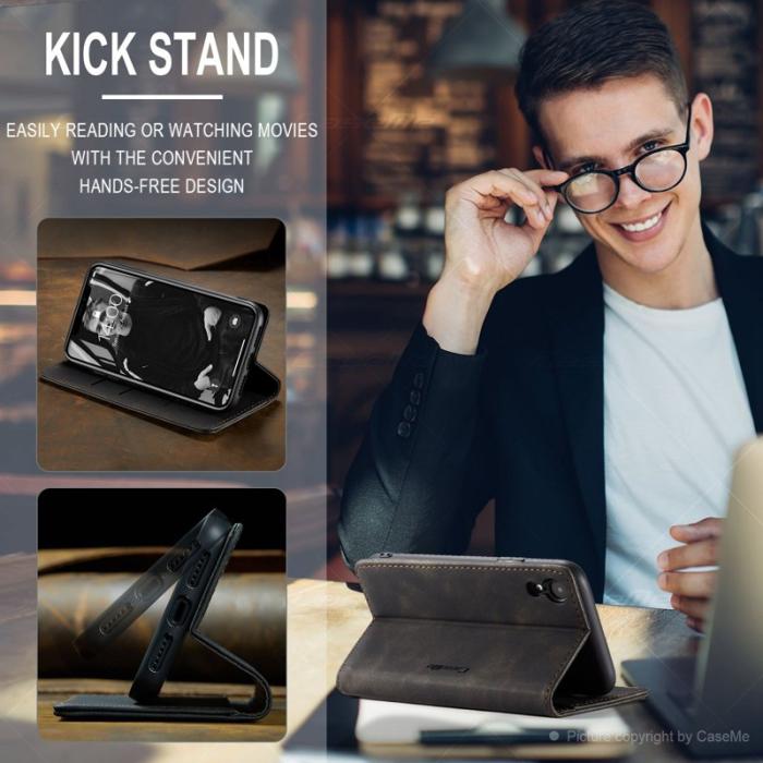 Caseme - CASEME 013 PU Leather Flip Stand Skal för iPhone XR - Svart