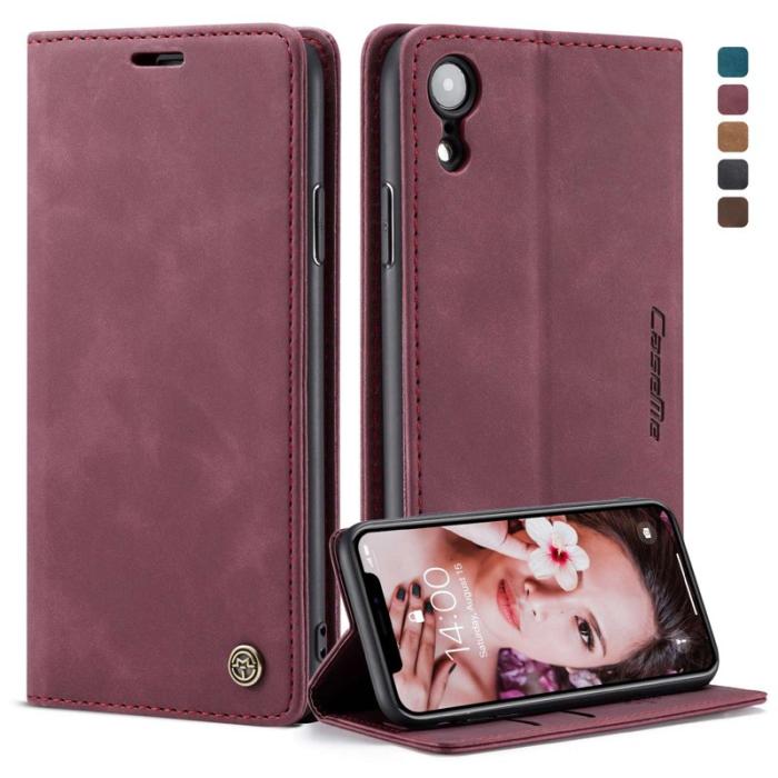 Caseme - CASEME 013 PU Leather Fodral för iPhone XR 6.1 tum - Vinröd