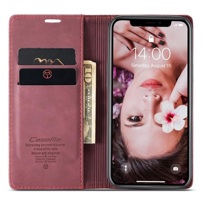 Caseme - CASEME 013 PU Leather Fodral för iPhone XR 6.1 tum - Vinröd