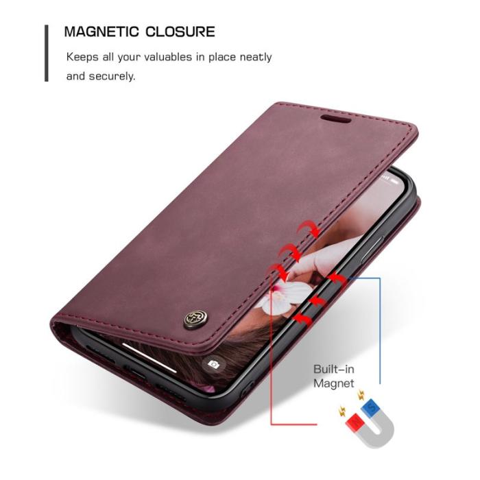 Caseme - CASEME 013 PU Leather Fodral för iPhone XR 6.1 tum - Vinröd