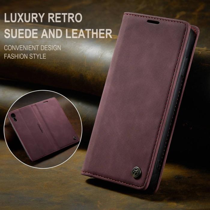 Caseme - CASEME 013 PU Leather Fodral för iPhone XR 6.1 tum - Vinröd