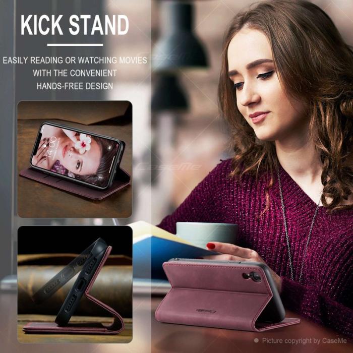 Caseme - CASEME 013 PU Leather Fodral för iPhone XR 6.1 tum - Vinröd
