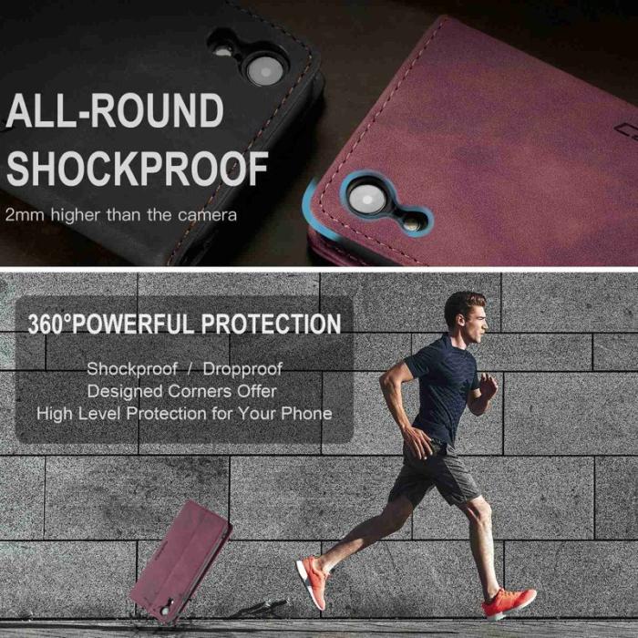 Caseme - CASEME 013 PU Leather Fodral för iPhone XR 6.1 tum - Vinröd