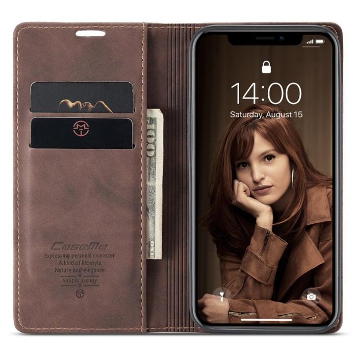 Caseme - CASEME 013 PU Leather Wallet Cover för iPhone XR - Kaffe