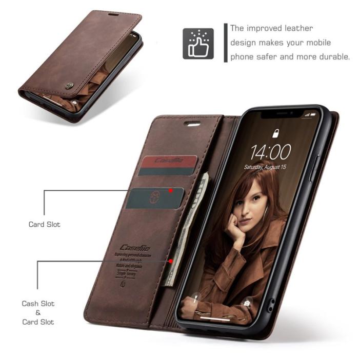 Caseme - CASEME 013 PU Leather Wallet Cover för iPhone XR - Kaffe