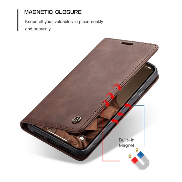 Caseme - CASEME 013 PU Leather Wallet Cover för iPhone XR - Kaffe