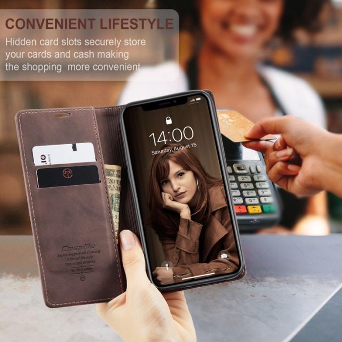 Caseme - CASEME 013 PU Leather Wallet Cover för iPhone XR - Kaffe