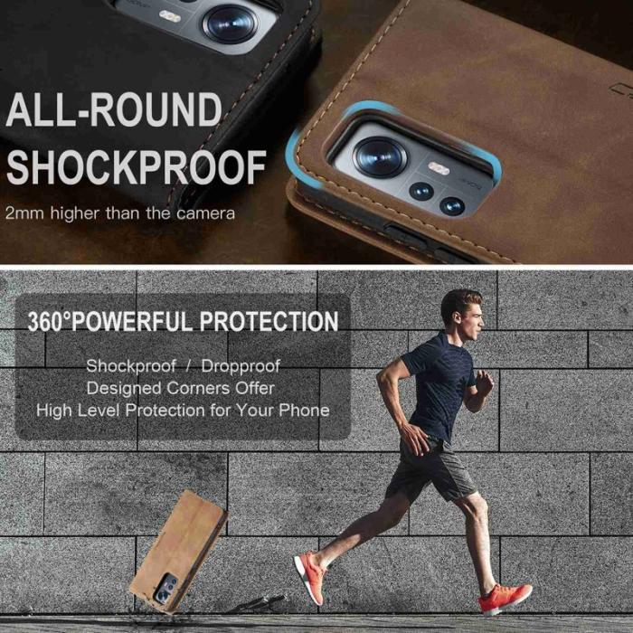 Caseme - CASEME 013 Series Fodral för Xiaomi 12 5G - Brun PU Läder