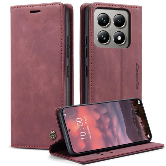 Caseme - CASEME 013 Series Fodral för Xiaomi 14T Pro i Röd Läder