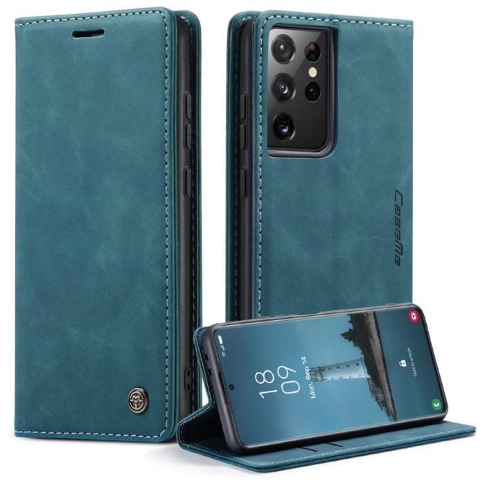 Caseme - CASEME 013 Series Fodral i Läder för Samsung Galaxy S21 Ultra - Blå