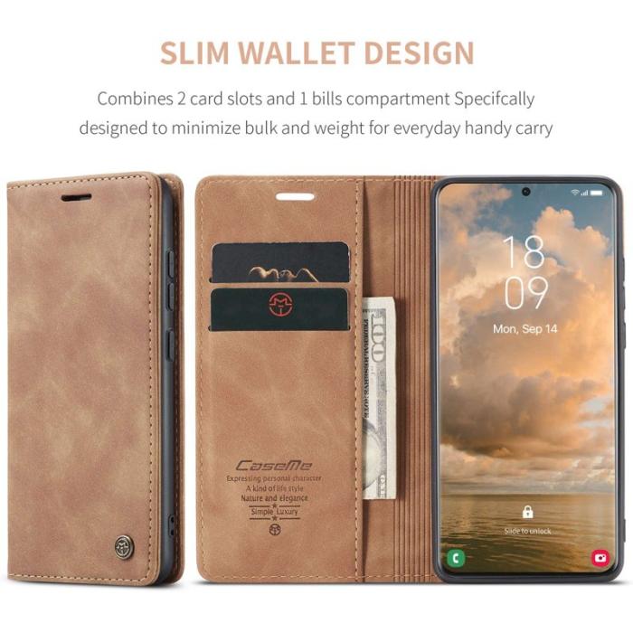 Caseme - CASEME 013 Series Fodral i Läder för Samsung Galaxy S21 Ultra - Brun