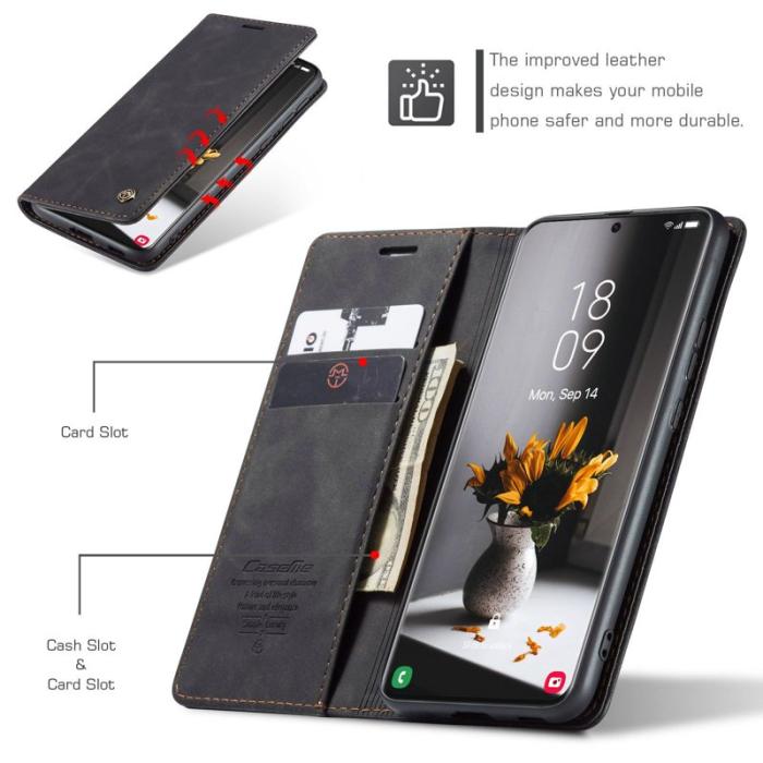 Caseme - CASEME 013 Series Fodral i Läder för Samsung Galaxy S21 Ultra - Svart
